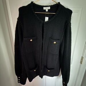 J.Crew Black Sweater with Gold Buttons
